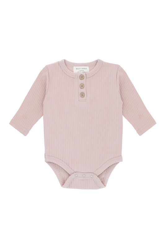 ORGANIC COTTON BRYNNE LONG SLEEVE BODYSUIT - CAMELLIA BLUSH