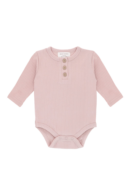 ORGANIC COTTON BRYNNE LONG SLEEVE BODYSUIT - CAMELLIA BLUSH