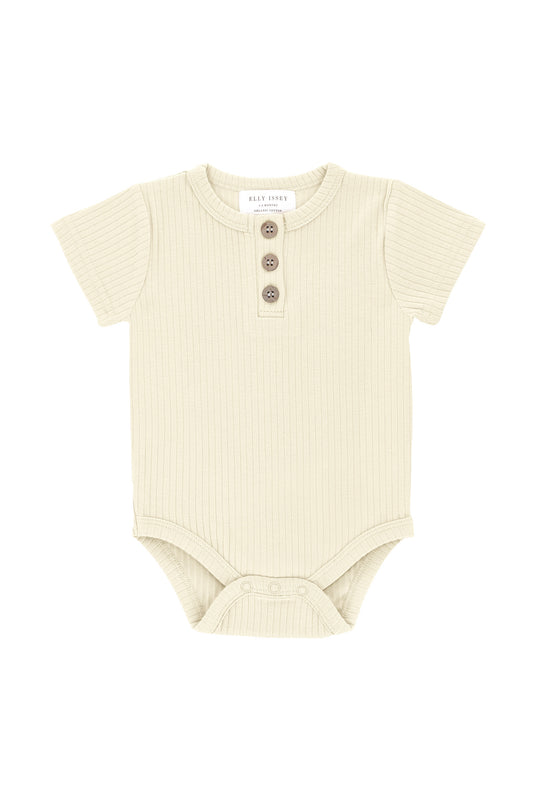 ORGANIC COTTON OAKLEY SHORT SLEEVE BODYSUIT - PEBBLE CLAY
