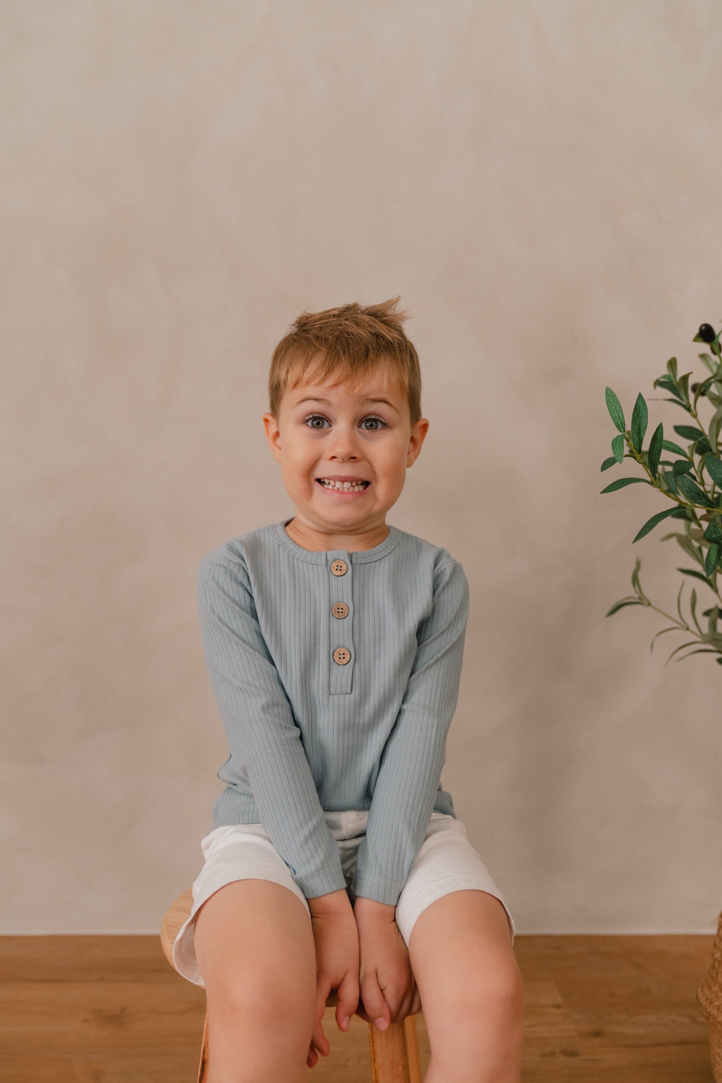 ORGANIC COTTON ELIO LONG SLEEVE TEE - CORAL MIST