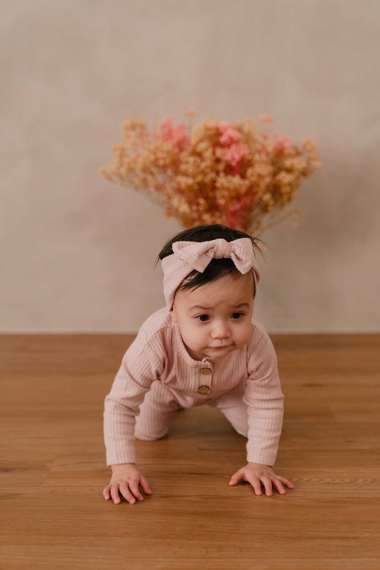 ORGANIC COTTON BRYNNE LONG SLEEVE BODYSUIT - CAMELLIA BLUSH