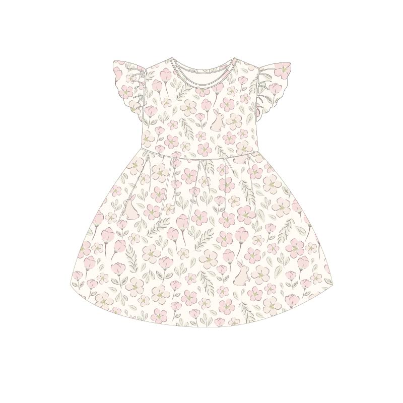 ORGANIC COTTON EMILIA FLUTTER DRESS - BLUSH MEADOW
