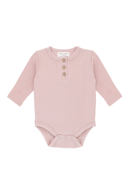 ORGANIC COTTON BRYNNE LONG SLEEVE BODYSUIT - CAMELLIA BLUSH