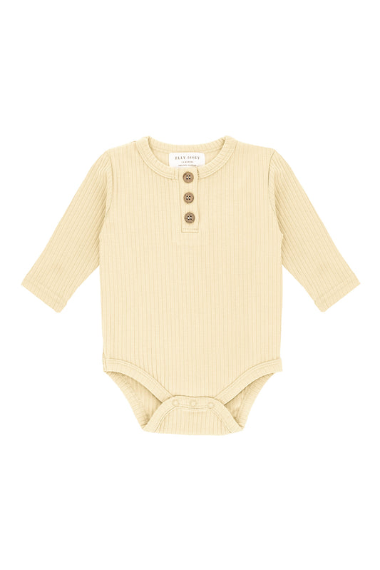 ORGANIC COTTON BRYNNE LONG SLEEVE BODYSUIT - PEBBLE CLAY