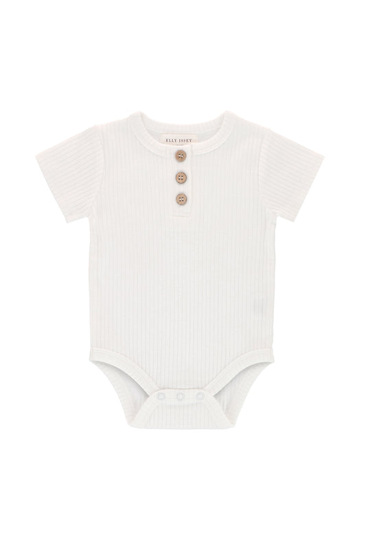 ORGANIC COTTON OAKLEY SHORT SLEEVE BODYSUIT - FEATHER CLOUD