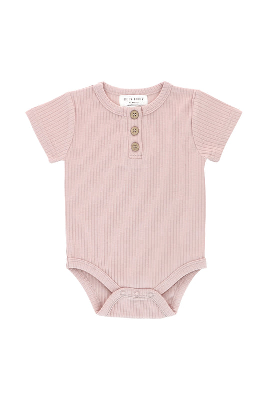 ORGANIC COTTON OAKLEY SHORT SLEEVE BODYSUIT - CAMELLIA BLUSH