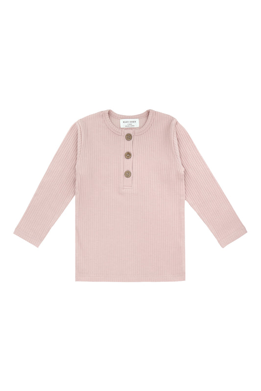 ORGANIC COTTON ELIO LONG SLEEVE TEE - CAMELLIA BLUSH
