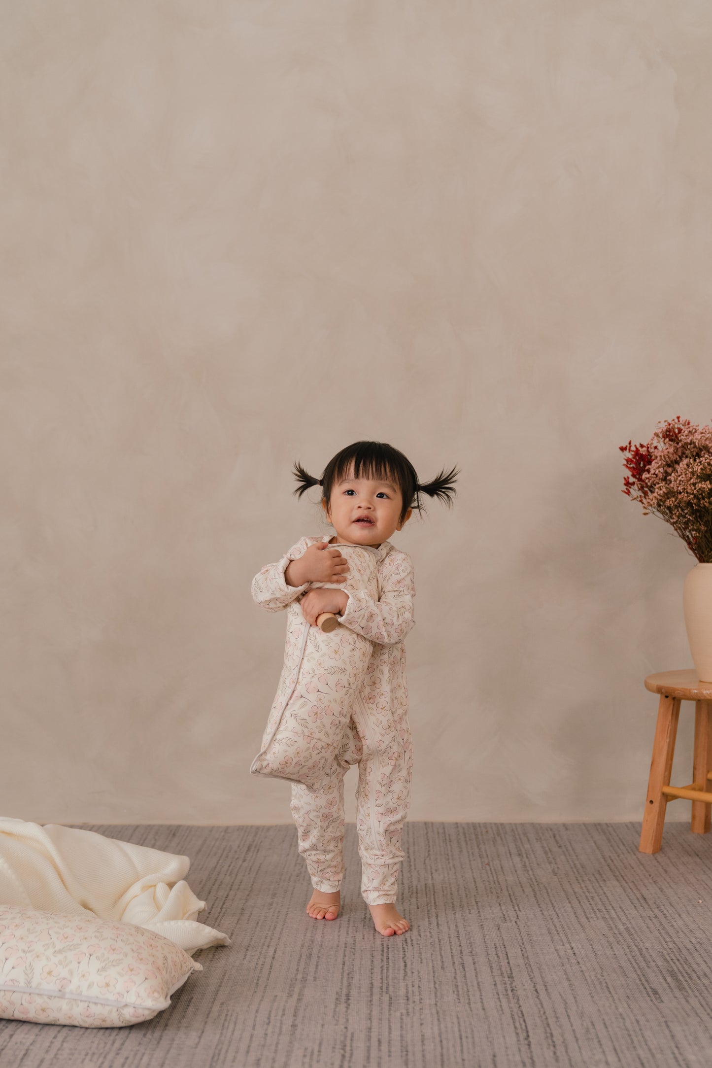 ORGANIC COTTON ZYLA ZIPSUIT - BLUSH MEADOW