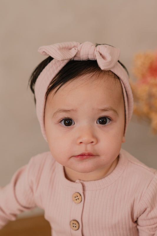 ORGANIC COTTON QUINN HEADBAND - CAMELLIA BLUSH