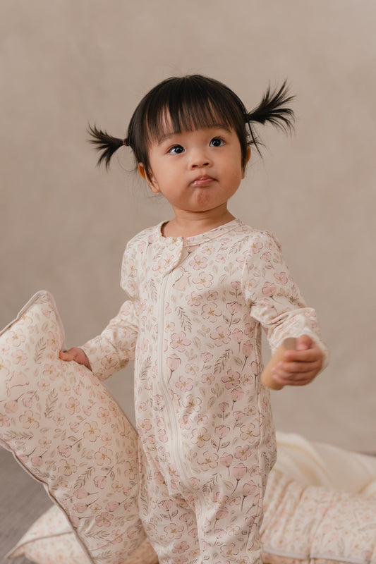 ORGANIC COTTON ZYLA ZIPSUIT - BLUSH MEADOW
