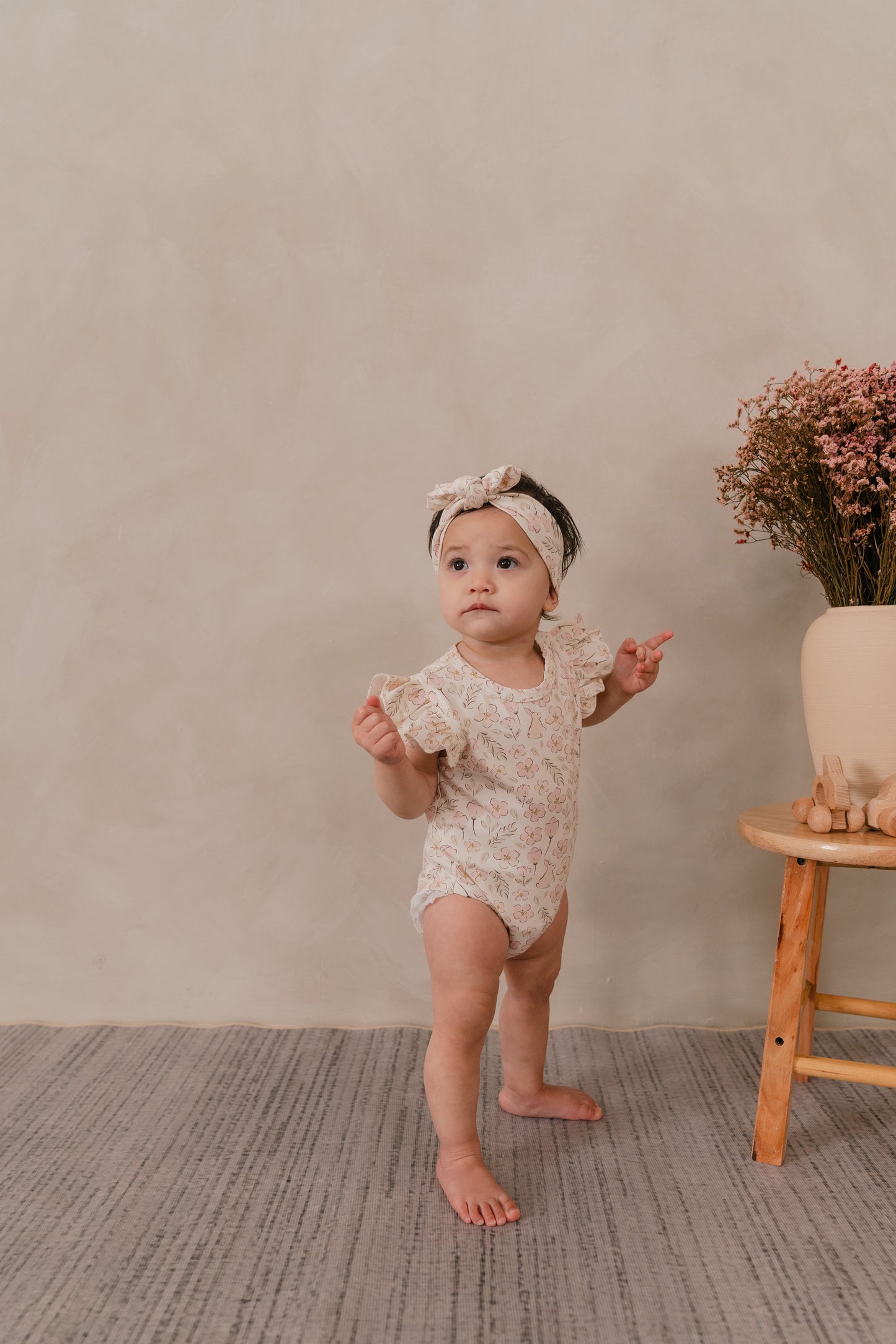 ORGANIC COTTON SIERRA FLUTTER BODYSUIT - BLUSH MEADOW