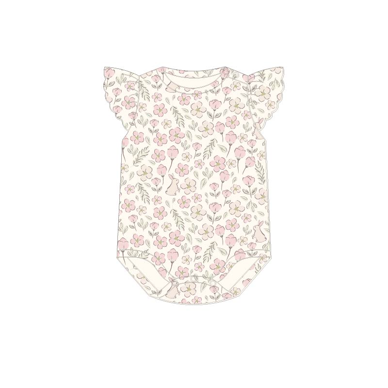 ORGANIC COTTON SIERRA FLUTTER BODYSUIT - BLUSH MEADOW