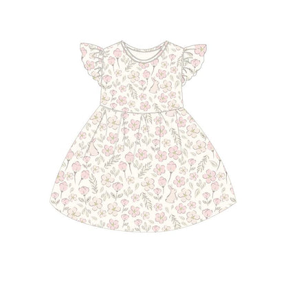 ORGANIC COTTON EMILIA FLUTTER DRESS - BLUSH MEADOW