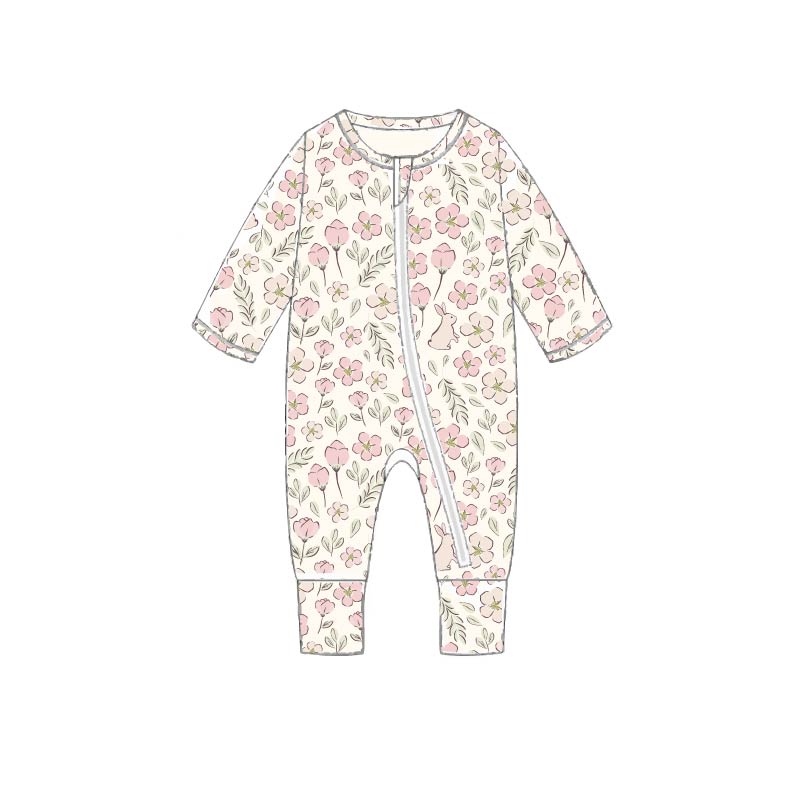 ORGANIC COTTON ZYLA ZIPSUIT - BLUSH MEADOW